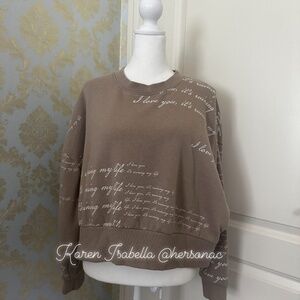 Taylor Swift Beige Font Crop Sweater